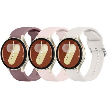 Imagem de Pulseiras sem lacunas para Samsung Galaxy Watch 7/6/5/4 de 40 mm e 44 mm/Watch 6 Classic de 43 mm e 47 mm, pulseira de silicone macio de 20 mm compatível com Samsung Watch feminino e masculino