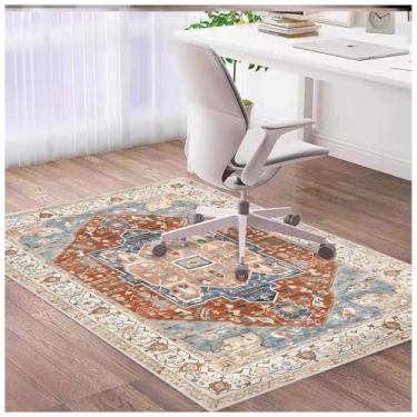 Imagem de Fuzorise Tapete de cadeira de escritório para piso de madeira, tapete de cadeira de mesa para cadeiras de rodas, tapete de cadeira de jogos de computador retangular para escritório, protetor de piso