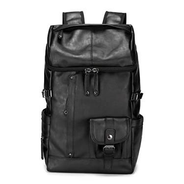 Imagem de Mochila de couro da moda para homens com vários bolsos mochila de viagem para laptop mochila de negócios mochila escolar masculina