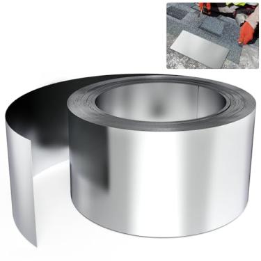 Imagem de Fixirons Tira de metal de zinco para rolo de telhado de musgo de telhado de zinco, 1,5 m x 6,8 cm intermitente de metal evita manchas de telhado de musgo, prata