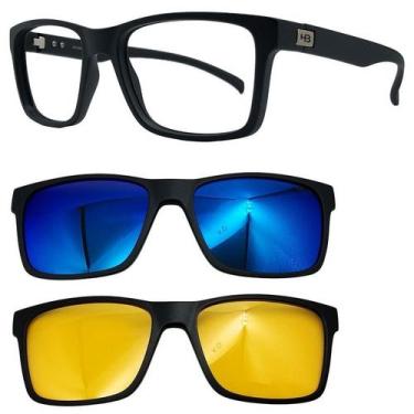 Imagem de Armação De Grau Hb Switch 0339 com 2 Clipons - Escolha, Aro preto, Azu