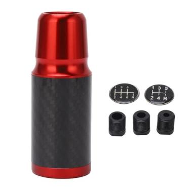 Imagem de GRCFUMO 5 6 Speed Manual Gear Shifting Alavanca Knob, Carro Engrenagem Shift Knob com 3 Adaptadores, Manual Automotive Gearbox Shifter Alavanca para a maioria dos veículos (Vermelho)