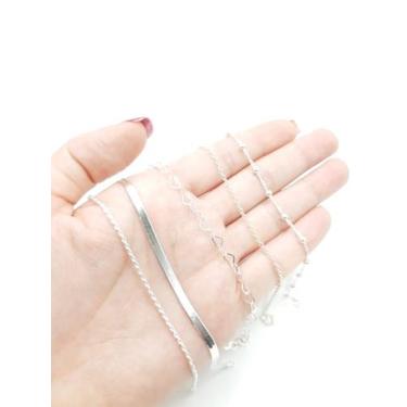Imagem de Kit 5 Pulseiras Prata Legitima 925 - Lojas La&Ny
