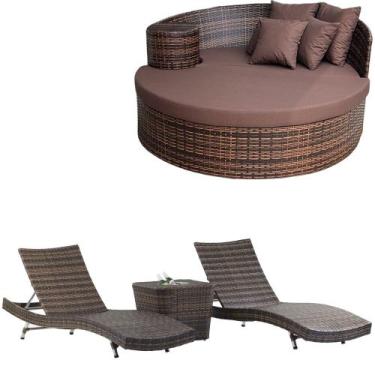 Imagem de Kit 4 Cadeiras e Mesa Adaptada 2 Espreguiçadeiras Bona e Mesa + Chaise