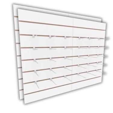 Imagem de Painel canaletado + 30 ganchos 90x120 Branco mdf canelado