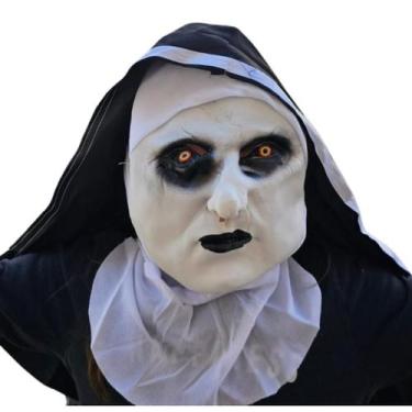 Imagem de Máscara Cosplay FreiraTerror Haloween  Látex Festa C/Véu - sm decora
