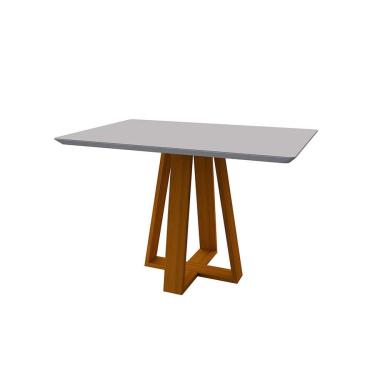 Imagem de Mesa de Jantar Retangular com Tampo de Vidro Lectus Off White e Ype 120 cm