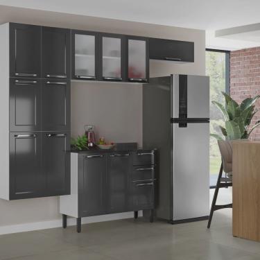 Imagem de Cozinha Compacta em Aço 4 Peças 13 Portas Sendo 3 com Vidro 2 Gavetas Florença Itatiaia