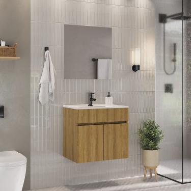 Imagem de Conjunto de Banheiro Completo com Gabinete Cuba e Espelheira 60cm Linha Patina