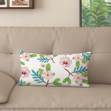 Imagem de Sladjana [Estilo idílico] Capa de almofada impressa digital tipo linho - Padrão floral rosa dupla face, design com zíper invisível (61 x 81 cm, FSWM-G)