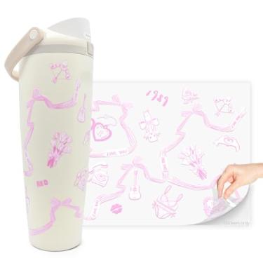 Imagem de Kaitiaki Adesivos de laços para acessórios personalizados Owala - decalques fofos para copos, serve para garrafas Urban Outfitters Owala de 680 g, laço Ocean Breeze (rosa, 680 g)