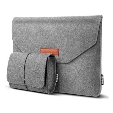 Imagem de Bolsa de feltro para laptop de 33.3 cm 33.8 cm 34.5 cm capa protetora leve para transporte, compatível com Asus Dell HP Microsoft Notebook Chromebook Ultrabook, Apple MacBook Air Pro (cinza claro