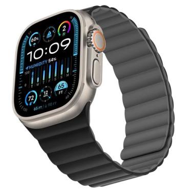 Imagem de Pulseira de silicone magnético Bisikor para Apple Watch 38-49 mm preta