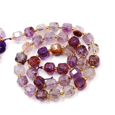 Imagem de Malahill Contas de pedra facetada natural por atacado para fabricação de joias vendidas por saco, 5 fios, cubo interno, ametista fantasma, 6 mm