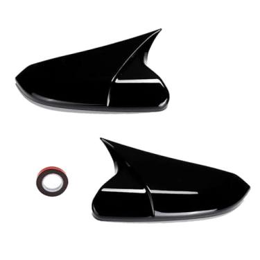 Imagem de Moonlinks Compatível com Honda Civic 2016-2021 Substituição da capa do espelho de chifre de boi, acabamento de tampa do espelho retrovisor de porta lateral preto brilhante LH e RH para 10ª geração