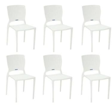 Imagem de Kit 6 Cadeiras Safira Branca Tramontina 92048/010