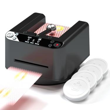 Imagem de VQP Revendedor automático de cartões, máquina de revendedor de cartões inteligentes com rotação de 360° com 4 botões de revendedor, máquina giratória de negociação de cartões para UNO, Blackjack,