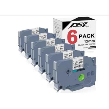 Imagem de DSY360 Fita para etiquetar, substituição para Brother TZe-231 TZ-231, P Touch Label Tape, Tze Tape, para PT D200 D210 H110 D600 1230PC 1280, 12 mm 0,47 polegadas laminado preto sobre branco (pacote com 6)