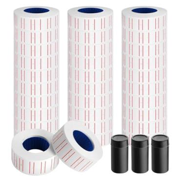 Imagem de LonXFan 1.5000 peças etiquetas de arma de preço 30 rolos etiquetas de preço para pistola de etiqueta MX-5500, adesivos de preço branco mais 3 peças extras preço arma refil rolo de tinta