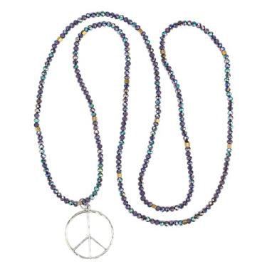 Imagem de Colar com pingente de hippie com contas de cristal fosco clássico da KELITCH