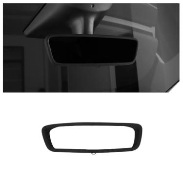 Imagem de Para Tesla Model Y (2020-2024) Modelo 3 (2021-2022) Protetor de tela para console central de silicone acessórios de capa de espelho retrovisor interno (moldura preta para espelho retrovisor)