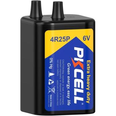 Imagem de PKCELL Bateria de lanterna de 6 volts, bateria de lanterna 6V 4R25 com terminais de mola, baterias quadradas resistentes com energia de longa duração para lanterna, luz de emergência, alimentador de