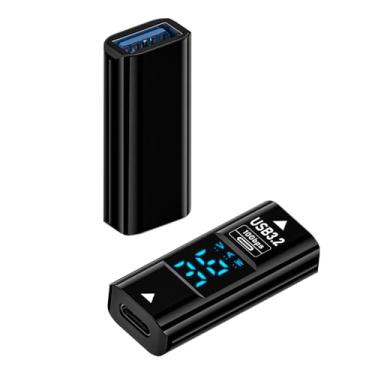 Imagem de QIANRENON Extensor adaptador de exibição digital USB C para USB 3.2 de 10 Gbps QC36W USB tipo C fêmea para conector de monitor de carregamento USB3.2 fêmea, detecção de carga em tempo real, entrada