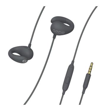 Imagem de ambie Fones de ouvido de som – Fones de ouvido abertos com clipe de orelha com fio de 3,5 mm com microfone integrado e fácil controle de volume | Fone de ouvido estilo clipe | Silicone leve, preto