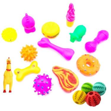 Imagem de Kit 5 Mordedores Brinquedo Diversos Para Cachorros Pequenos com Galinh