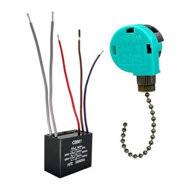 Imagem de Ioensy Acessórios para interruptor de ventilador de teto, lâmpada de parede CBB61, capacitor, substituição profissional, 3 velocidades, 5 fios, controle de, Corrente de Bronze