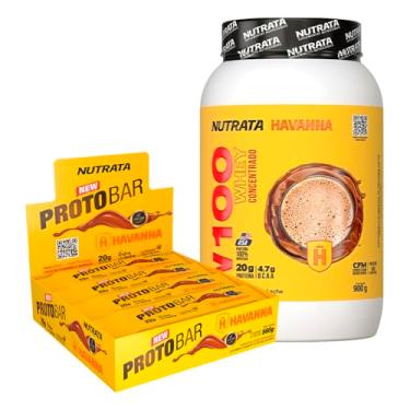 Imagem de Combo Havanna Whey W100 900g Pote + Protobar C/ 8 Unidades Doce de Leite - NUTRATA