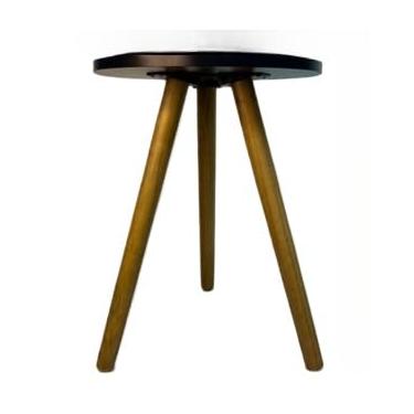 Imagem de Mesa Mesinha Redonda De Centro Canto Apoio decoração de quarto Tampo MDF Tripé Retro Pe Palito (PRETO)