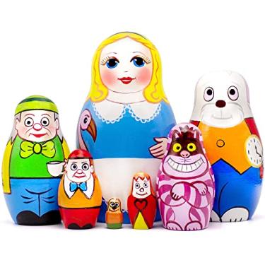 Imagem de Alice in Wonderland Nesting Dolls Set 7 pcs - Russian Matryoshka Dolls - Alice in Wonderland Figure - Alice in Wonderland Ornament