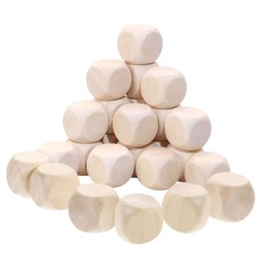 Imagem de Esquirla 25x Dados de madeira em branco, pequenos, reutilizáveis, jogo de mesa, matemática, contagem, blocos quadrados, cantos arredondados, para apartamento,