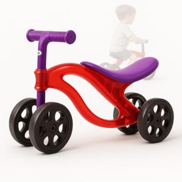 Imagem de Bicicleta de Equilibrio Bike Infantil 4 Rodas Sem Pedal Assento Anatomico Confortavel Leve e Segura (Rosa)