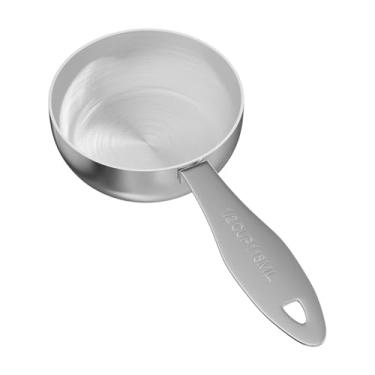 Imagem de LEIFENY 1 copo medidor de aço inoxidável de 1/2 xícara (118 ml), colher de metal única resistente para ingredientes úmidos e secos, ótimos utensílios de cozinha para cozinhar