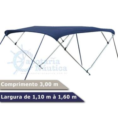 Imagem de Capota Toldo Nautico 4 Arcos 3m Comprimento P/ Lanchas, Barcos de Alum