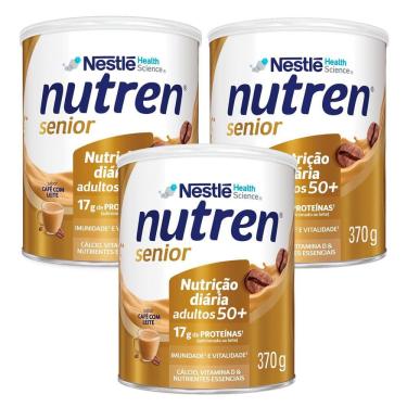 Imagem de Kit 3 Nutren Senior Complemento Alimentar Café com Leite 370g