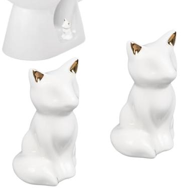 Imagem de CREATCABIN 2 peças tampa de parafuso de vaso sanitário tampa de parafuso de banheiro de substituição gato tampa de parafuso de banheiro cerâmica decoração de banheiro fácil de instalar tampa de