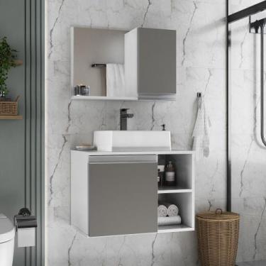 Imagem de ARMARIO GABINETE BANHEIRO VIRTUS 60CM branco / cinza - MOVEIS JOIA