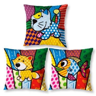 Imagem de Kit 3 Almofadas 40cm x 40cm Sala Sofá Decorativas Estampadas Coloridas