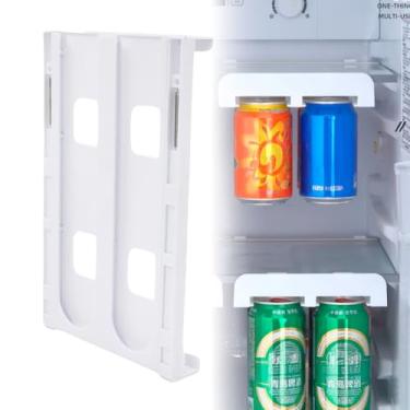 Imagem de Organizador Telescópico para Latas, Suporte de Geladeira Ajustável 28-40cm, Branco, 8 Latas