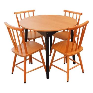 Imagem de Jogo De Jantar Colonial Brisa Mesa 90cm Com 4 Cadeiras Em Madeira Rust
