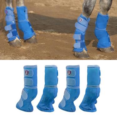 Imagem de Harrison Howard Botas com mosca de cavalo, ajuste perfeito e contornado, botas de malha densa com conforto ventilado, proteção confiável contra elementos de verão, conjunto de 4 azul-celeste, GG