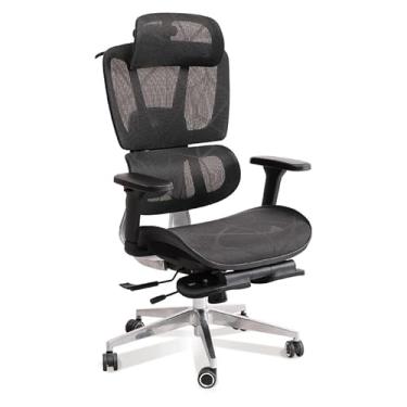 Imagem de Daksan Cadeira de Escritório Ergonômica Giratória com Apoio Lombar Ajustável, Encosto Reclinável, Apoio para Pés, Cabeça e Braços 3D - Preto