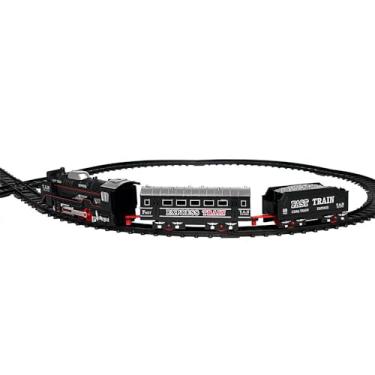 Imagem de Trem Elétrico de Brinquedo com Trilhos, 90 x 44 cm, 3 Vagões, Farol LED, Acessórios
