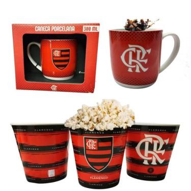 Imagem de Kit 1 Balde Pipoca Grande 2,5L Time Flamengo + 1 Caneca - Brasfoot