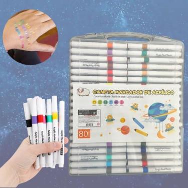 Imagem de Super Kit Estojo Canetinhas Profissional Permanente Ponta Dura 1linha 