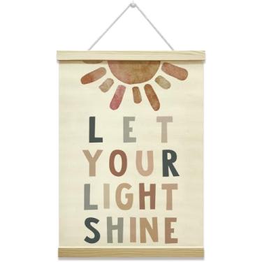 Imagem de oayGnay Boho Christian Nursery Poster Hanger, Let Your Light Shine Wall Art, Pôster em tela com moldura de madeira, decoração de parede de sala de aula pré-escolar para quarto infantil, 30 x 40 cm -66