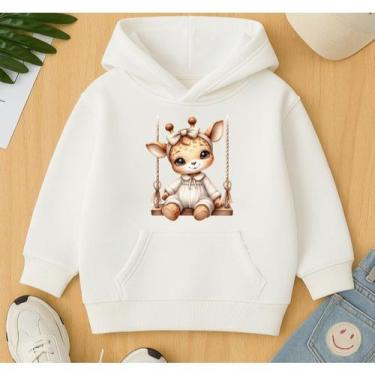 Imagem de Moletom Canguru Infantil Estampa Girafa no Balanço Lindo Agasalho Blus
